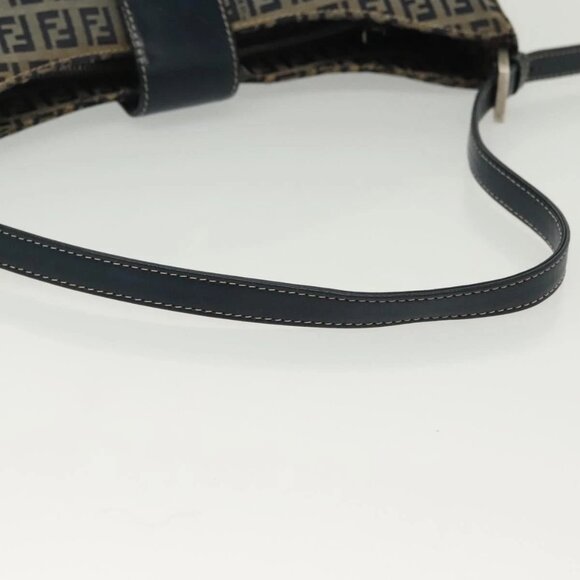 FENDI Zucchino Canvas Mamma Baguette Shoulder Bag Navy Silver Auth 142298 - Picture 8 of 16